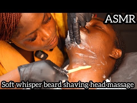 ASMR ✨gentle whisper beard shaving, ingrown hair pulling, scalp scratch, head and  neck massage