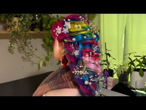 Mermaid Hairstyle | ASMR | Hairstyling, Hair Decorating, Hair Play, Hair Brushing, Finishing Touches