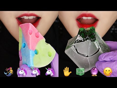 HONEY JELLY WAX CANDY ASMR UNICORN ICE CREAM MUKBANG EMOJI FOOD ASMR 🦄