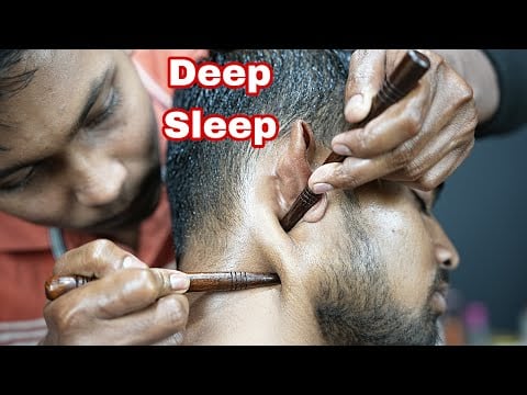 Little Barber Boy Bapan Doing Wood Stick Head Massage For Your Deep Sleep ASMR | Neck Cracking