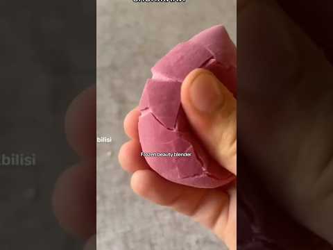 ASMR cracking frozen beauty blender #asmr #asmrsounds #asmrvideo #sleep #tingles