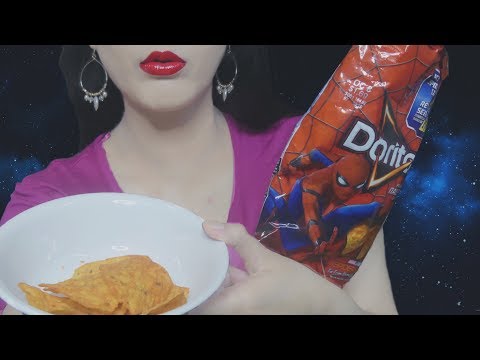 ASMR Eating Spider-Man Doritos - Crunchy Sounds! 3DIO BINAURAL