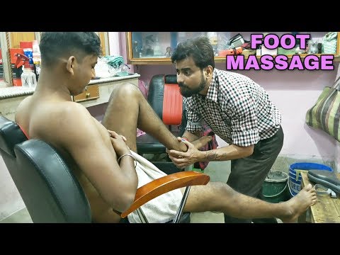 Foot massage & leg cracking by indian barber | ASMR tapping & tingles