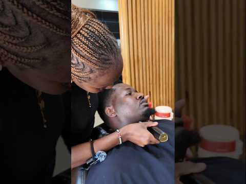 She completely transformed my beard (ASMR) #barber #shaving #haircut