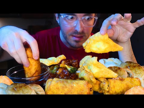 DIPPING SAUCE CHINESE FEAST! FRIED DUMPLING CHICKEN SHRIMP CRAB EGGROLLS MUKBANG | NOMNOMSAMMIEBOY