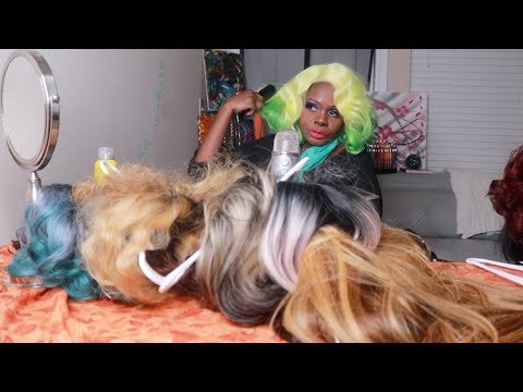 BRUSHING RANDOM WIGS ASMR CHEWING GUM