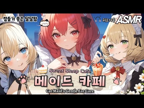 [ASMR] 메이드카페의 최고의 수면유도😼💤 귀청소, 나무숟가락 입소리 케어🍯 Maid Ear Cleaning & Wooden Spoon Care