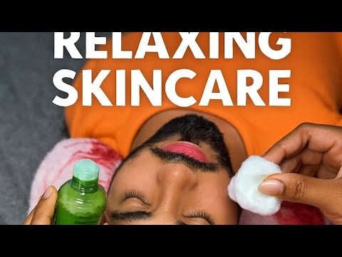 ASMR SKINCARE RELAXANTE + tirando sobrancelhas 🤤😴