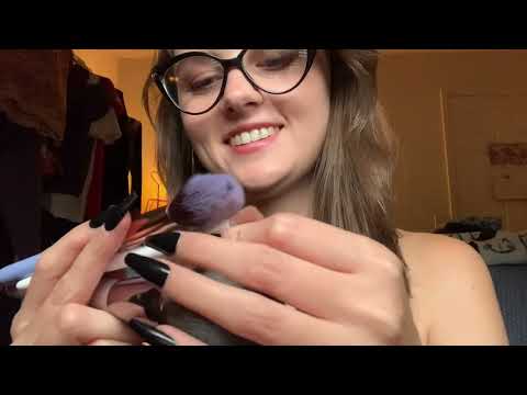 lofi asmr face brushing during a thunderstorm