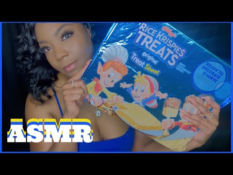 ASMR Jumbo Rice Krispies Treat | Soft Spoken Rambling, Chewing, Crunching, + Crinkling Sounds