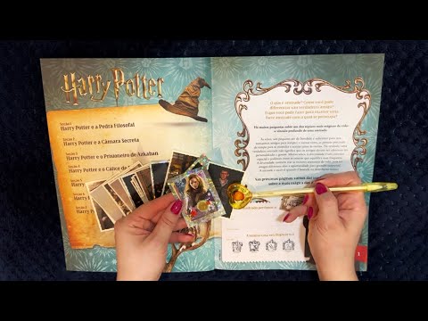 ASMR: FOLHEANDO ÁLBUM DO HARRY POTTER + COLANDO FIGURINHAS