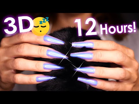 12 Hours 3D Deep HEAD MASSAGE for SLEEP & Relaxation 😴 4k No Talking ASMR