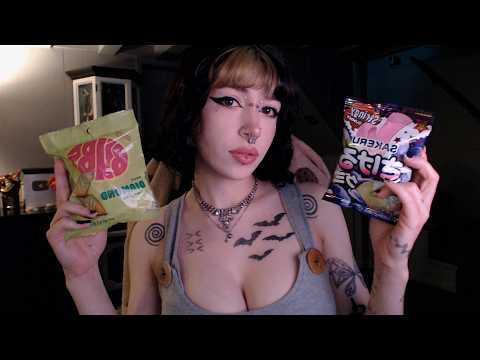 ASMR Trying BUBS Swedish Candy & Sakeru Gummy | Eating Sounds, Whispering