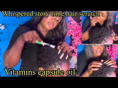 ASMR ✨Hair scratching with Long nails, Random tools, Whispered story time & Gum cracking For sleep