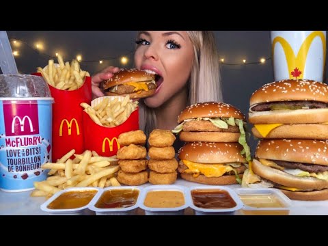 ASMR MOST POPULAR FOOD AT MCDONALDS BIG MAC, OREO MCFLURRY, NUGGETS, CHICKEN SANDWICH, FRIES MUKBANG