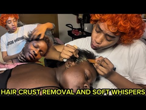 ASMR✨Handpicking Fake Hair dandruff with Random tools,Whisper Story on Braids,Intense scalp massage 