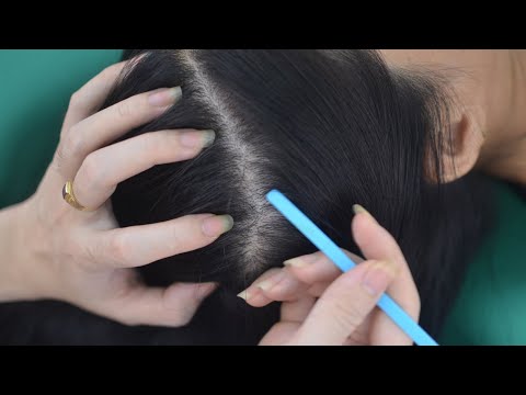 ASMR Focus Hair Parting, Hair Combing, Hair Sounds On Real Person For Relaxation ( No Talking )