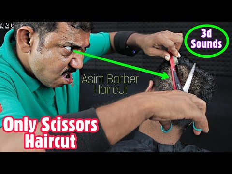 Asim Barber Scissors Haircut With 3d ASMR Sounds | Only Scissors Haircut | Relaxing Haircut ASMR