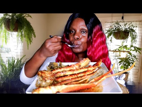 Basil Butter Crab Legs ASMR Eating Sounds