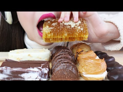 POPULAR FOOD FOR ASMR | HONEYCOMB, PROFITEROLES & Chocolate Ice Cream Bars Eating Sounds