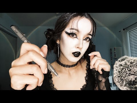 ASMR | Goth Girl Gives You a Tattoo at a Sleepover (she wants you) + layered sounds, face touching