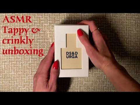 ASMR 🌙 Unwrapping a perfume bottle - Cardboard tapping and plastic foil crinkling (no talking)