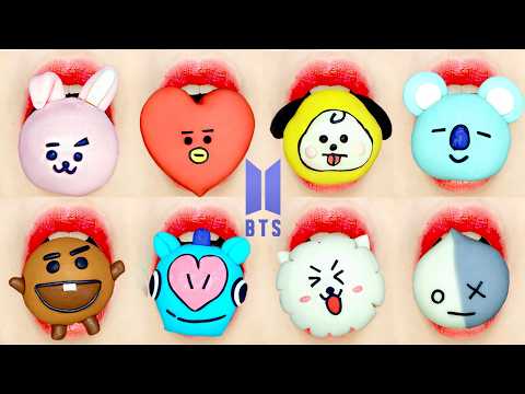 BTS BT21 Wagashi Mochi Sweets ASMR (Sticky & Chewy Eating Sounds)