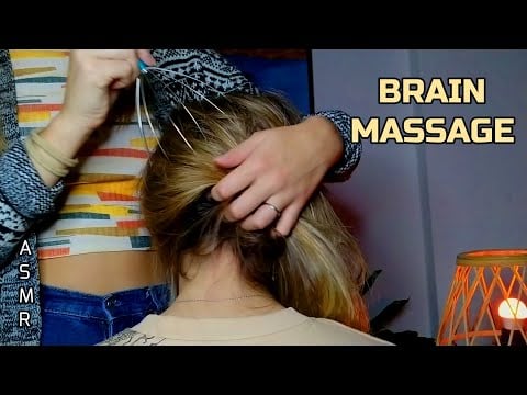 ASMR Brain Massage, Head and Scalp Massaging for Tingles with Hands & Head Massager - No Talking