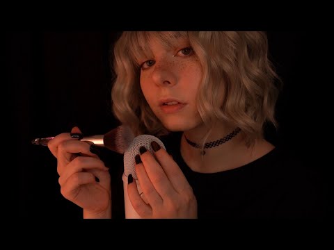 ASMR | breathy clicky whispering & mic brushing - no cover, blue yeti