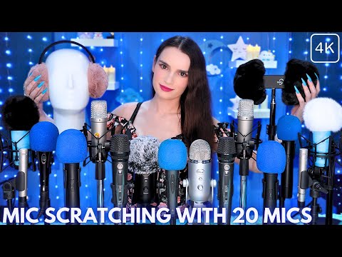 ASMR Mic Scratching 🩵 20 MICS at the SAME Time! 😲 No Talking for Sleep 😴 1 HOUR - 4K