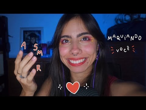 ASMR - TE MAQUIANDO ATÉ VOCÊ DORMIR (interação na tela e sons de boca)