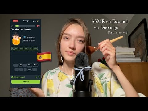 ASMR Trying Spanish on Duolingo for the First Time| ASMR en Español 🇪🇸| Clicky Whispers+Mic Brushing