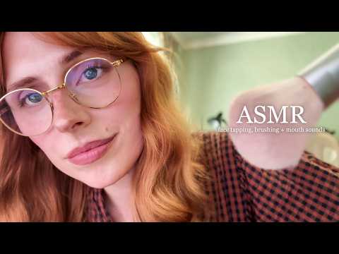 ASMR Up Close Face Tapping & Brushing to Help You Sleep 😴(Mouth Sounds, No Talking) 