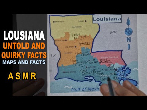 ASMR: LOUISIANA - The Untold and Quirky FACTS | Map outline with facts  [ ASMR maps and Facts ]