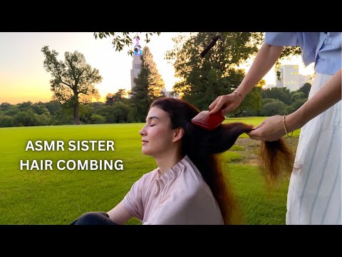 ASMR Slowing down from busy Tokyo Life with Hair combing in Nature