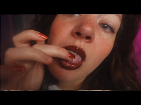 ASMR close up spit painting no talking (intense mouth sounds, hand movements, kisses)