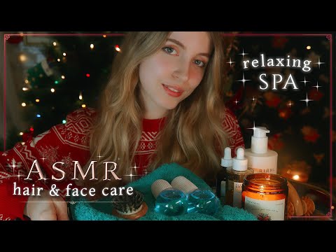 ASMR | Relajante SPA para NAVIDAD🎄🎁 (Champú, masajes, cremas, peinado, cuidado facial)⭐1H