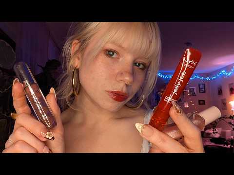 ASMR my favorite lipglosses (mouth sounds, lip gloss plumping)
