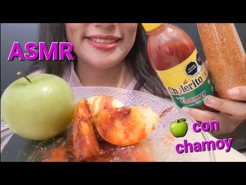 ASMR| Manzana con chamoy 🍏🌶|sonidos relajantes| #asmr