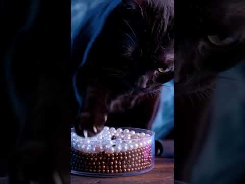 Soothing Cat ASMR beads 🖤🐈‍⬛ #relaxing #asmrvideos #catasmr #tingles