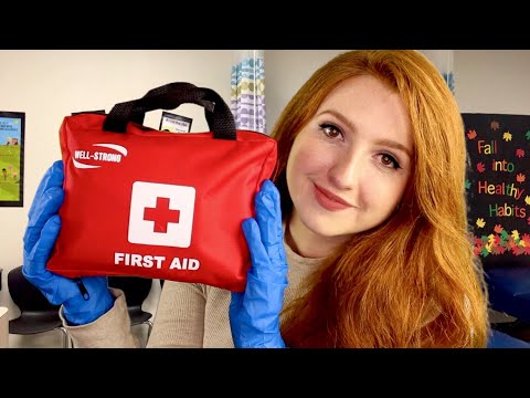 ASMR School Nurse Treats Your Injury Roleplay (Latex Gloves, Medical, Tweezers,Writing, Soft Spoken)