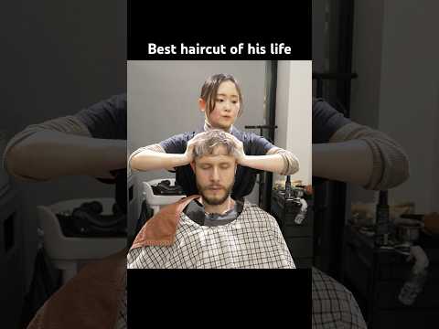💈(ASMR) Best Haircut of His Life by Japanese Female Barber - Scissors Only Haircut, Shave & More