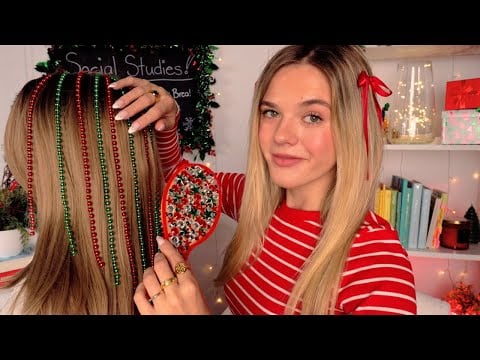 ASMR Girl In The Back Of Class Plays With Your Hair ✏️❤️ (tingly beads)