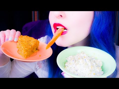 ASMR: Carrot Pie & Cream "Cheese" & Veggie Sticks ~ Relaxing Eating Sounds [No Talking | Vegan] 😻