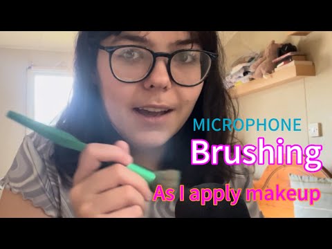 ASMR Mic brushing and scratching while applying my makeup