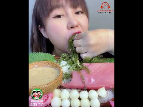 #shorts LINH-ASMR EATING RAW TUNA