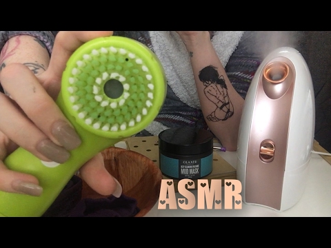 ASMR 🔹deep cleaning 🔹 AROMATHERAPY FACIAL STEAM, DETOXING VOLCANIC MUD MASK & EXFOLIATING BRUSH