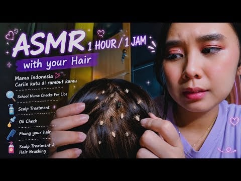 ASMR 1 Jam with your Hair (Mama Cariin kutu di rambut kamu, Keramas, Oil Check, Fixing your hair