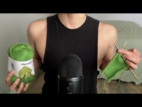 ASMR | Knit with me for the first time (Whispers, inaudible, and fabric sounds)