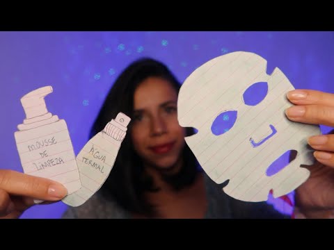 ASMR | LIMPEZA DE PELE COM PRODUTOS DE PAPEL ~ sono garantido